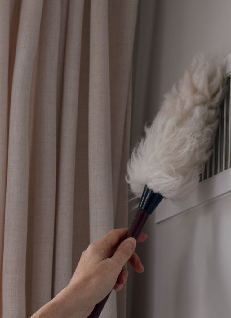 a lady cleaning her air vets