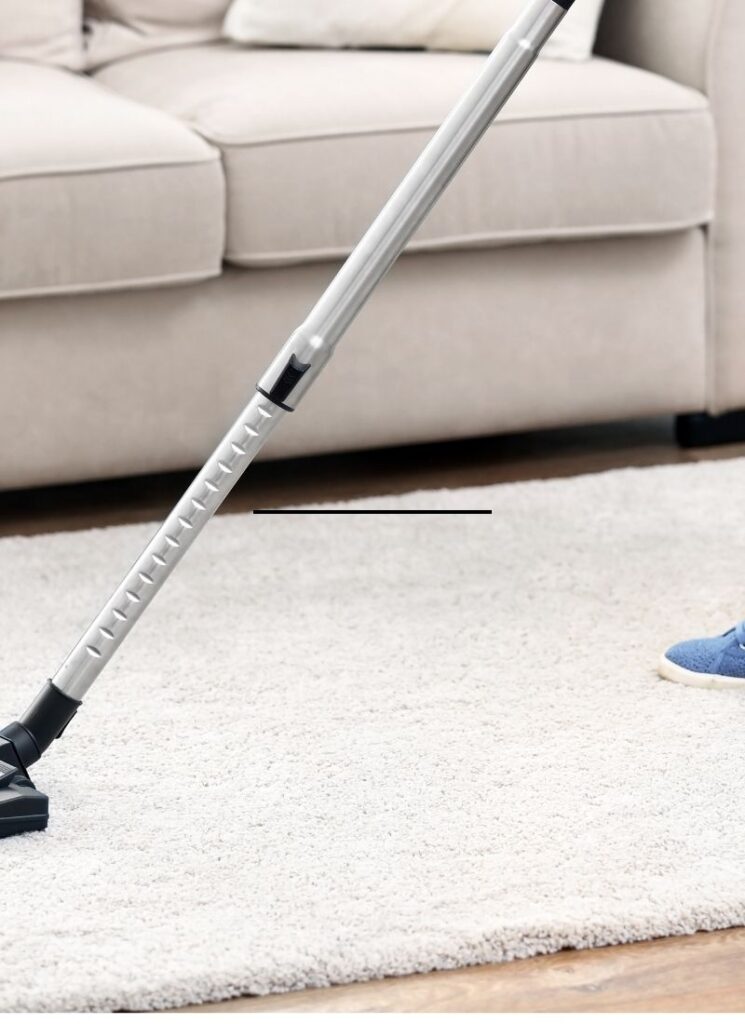 a lady vacuuming