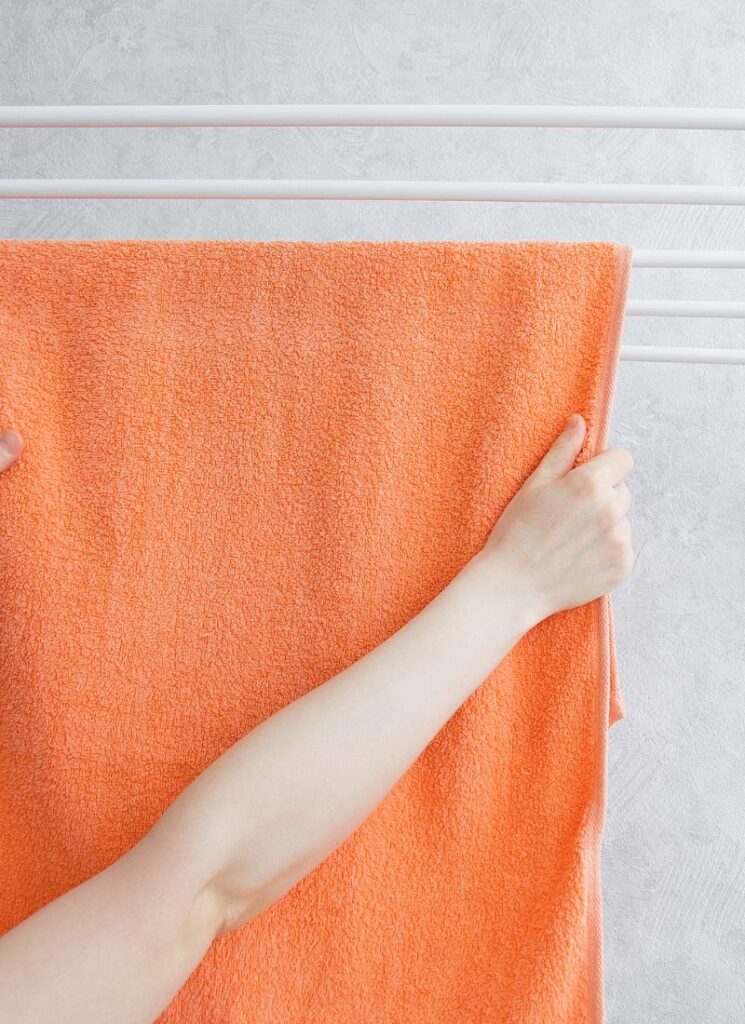 hanging damp towels