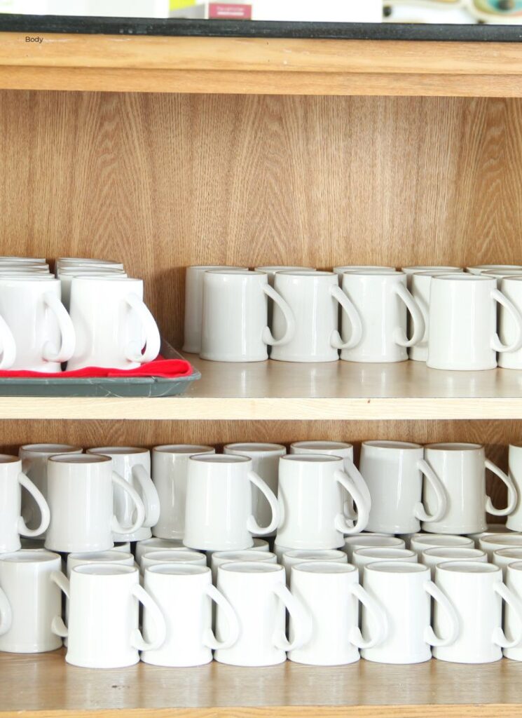 an arranged mug cups