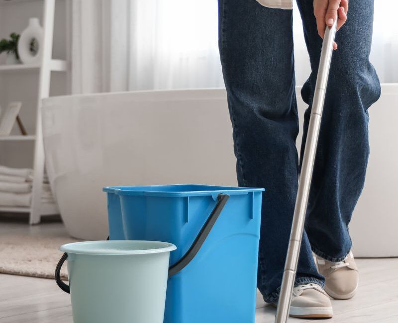 a lady mopping